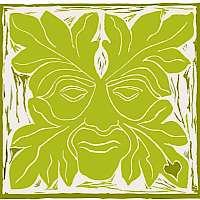 A Green Man woodcut.